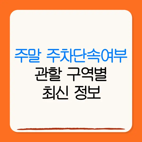 주말 주차단속여부관할 구역별최신 정보