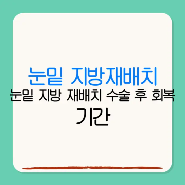 눈밑 지방재배치눈밑 지방 재배치 수술 후 회복기간 실제로 얼마나 걸릴까?