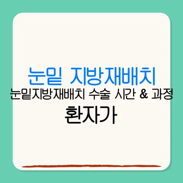 눈밑 지방재배치눈밑지방재배치 수술 시간 & 과정 환자가꼭 알아야 할 정보