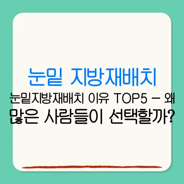 눈밑 지방재배치눈밑지방재배치 이유 TOP5 – 왜많은 사람들이 선택할까?