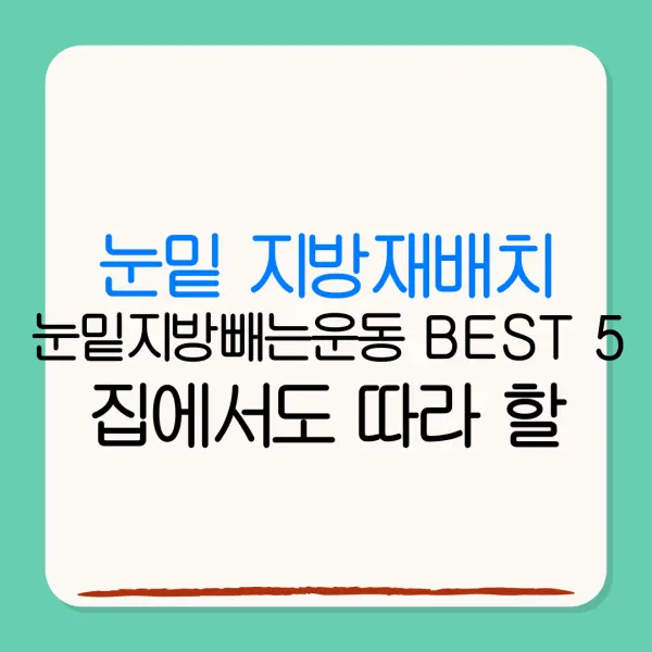 눈밑 지방재배치눈밑지방빼는운동 BEST 5 집에서도 따라 할수 있는 방법