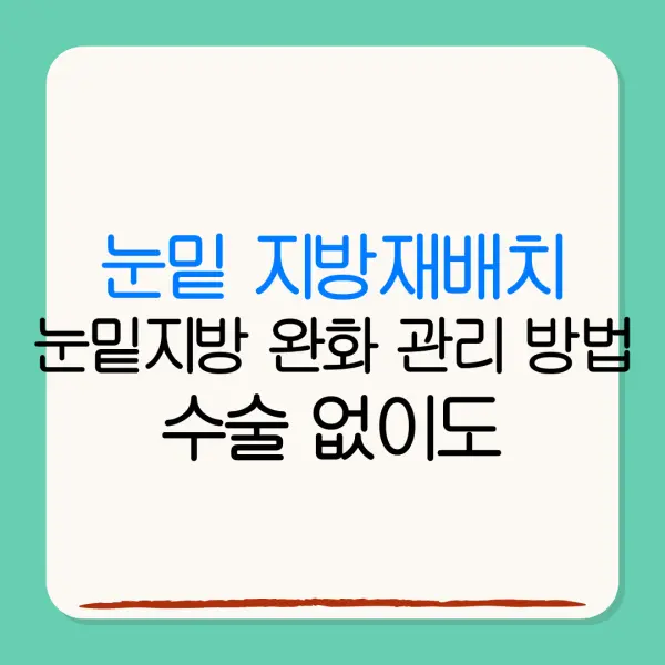 눈밑 지방재배치눈밑지방 완화 관리 방법 수술 없이도개선 가능한 생활습관