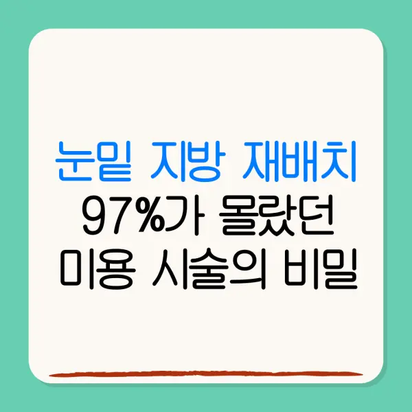 눈밑 지방 재배치97%가 몰랐던미용 시술의 비밀